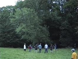 Someone managed to get Michael's Aerobie ring stuck high up in a tree by the river in the grounds of Kings youth hostel